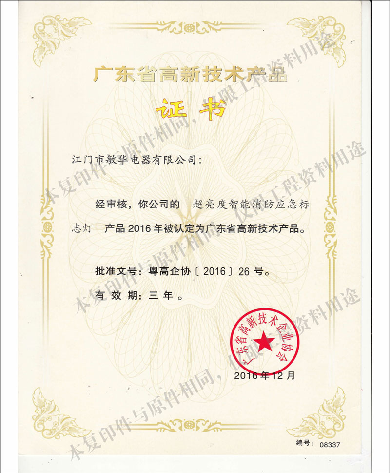 广东省高新技术产品--超亮度智能消防应急标志灯